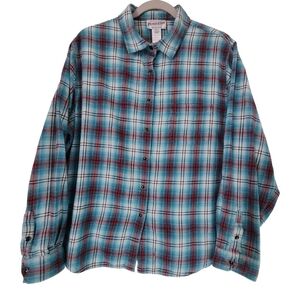 Vintage Pendleton Women's Snap Closure Plaid Flannel Button-Up Shirt (XL)